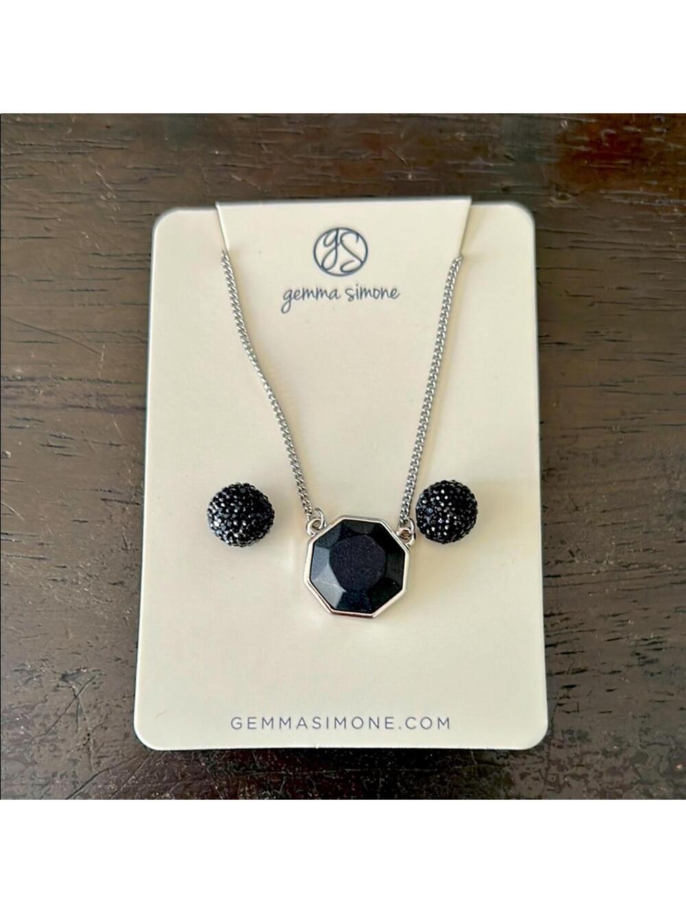 Gemma Simone Black and Silver Necklace Set